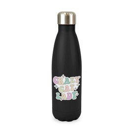 New Spirit Original Pastel letters crazy cat lady cute funny fun cats joke humour screw top lid stainless steel water bottle drinks cup water bottle refill cute fun explore travel
