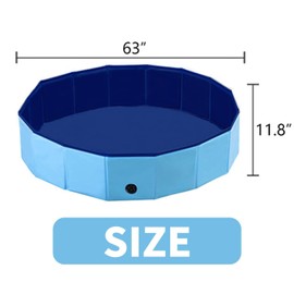 PAWISE Swimming Pool for Dogs Outdoor Foldable Pet Dog Bath Tub Collapsible Puppy Pools for Outside (63'' X 12'')