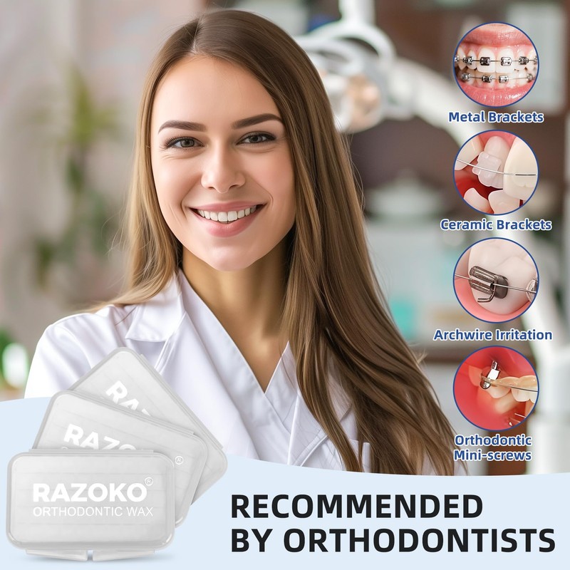 Orthodontic Wax for Braces,500-Count Pre-Sectioned Dental Wax Square