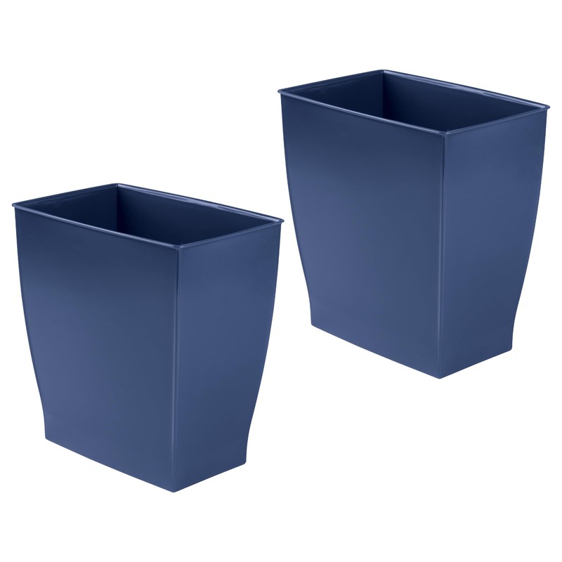 iDesign Small Plastic Bathroom Trash Can, Slim Rectangle Garbage Bin
