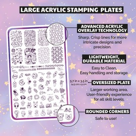 H la Cosedora Nail Stamping Plate - Large Single Template Plates for Stamping Cute Image and Art Design Templates on Fingernails, Star Rocket Cosmic Planets Galaxy Space Astronauts Nebula Celestial