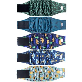 Grecle 5 Pack Dog Diapers Male, Premium Belly Bands for Male Dogs, High Absorbing Male Dog Pee Wraps for Doggie in Incontinence or Excitable Urination and Training M