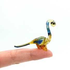Sansukjai Apatosaurus Dinosaur Micro Tiny Figurines Hand Blown Glass Art Animals Collectible Gift Home Décor