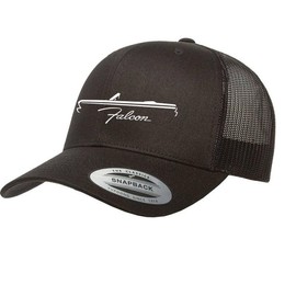 Maddmax Car Art 1964 1965 Ford Falcon Convertible Fully Embroidered Yupoong 6606 Snapback Trucker Fitted Cap Black, Small-X-Large