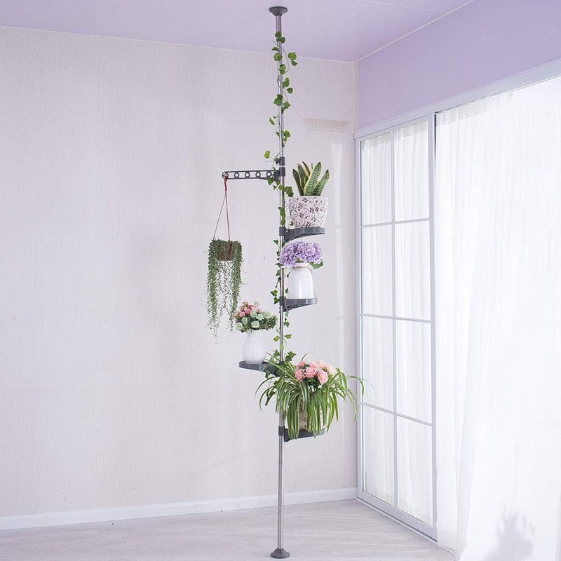Hershii 5-Layer Indoor Plant Stand Pole Spring Tension Rod Corner