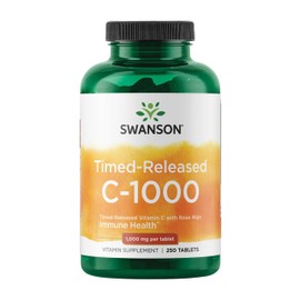 Swanson Timed-Release Vitamin C with Rose HIPS Immune System Support Skin Cardiovascular Health Antioxidant Supplement 1000 mg 250 Tablets