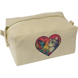 'Anime Cat with Butterfly' Canvas Wash Bag/Makeup Case (CS00041465)
