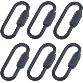 Nicerity Heavy Duty D Shape Chain Locking, M3.5 3.5MM Chain Quick Link Connector- Black (Pack of 6)