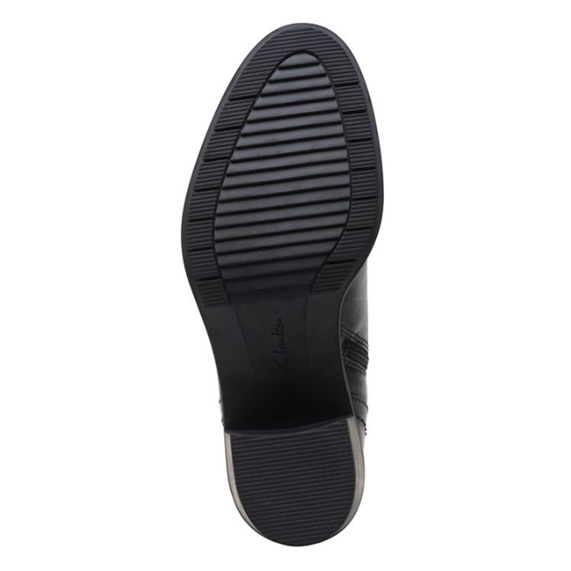 Clarks Women's Scene Star Mid Calf Boot, Black Leather, 8