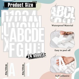264 PCS Letter Stickers Large Mailbox Numbers and Letters,Self-Adhesive Vinyl Waterproof Alphabet Stickers for Mailbox Window Door Sign Car Poster Board Bulletin Board Classroom Decor (White,4 Inch)