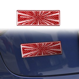 YJMOTOR Fit for Redl Carbon Fiber Dual Motor Badge Emblem Sticker Plaid Decor Compatible for Model 3 Y X S Accessories (Ludicrous-Red)