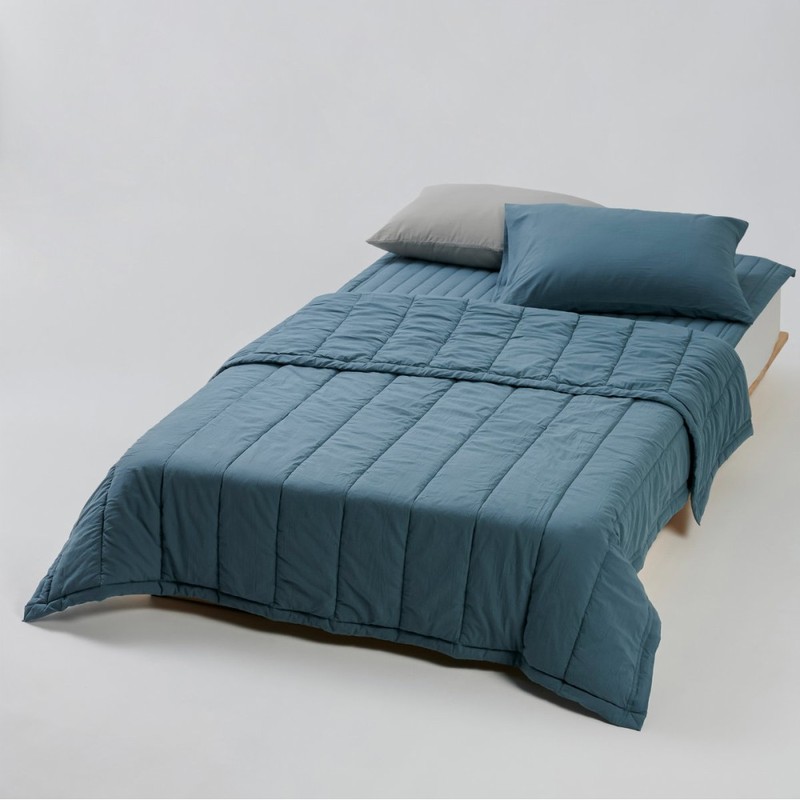 jaju [JAJU] Cotton Washed Pigment Quilted Blanket_SS_Teal Blue