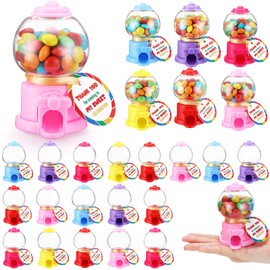 Foilswirl 18 Set Christmas Candyland Party Favors with 3.8 Inch Mini Candy Dispenser Toy Thank You Cards Plastic Gumball Machines for Candy Land Birthday Party Decorations and Party Favors