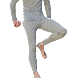 Engel Natur Men's Leggings, Organic Virgin Wool And Silk (Large, Light-grey melange)