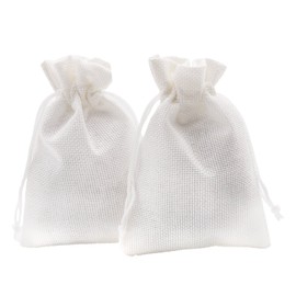 SumDirect White Burlap Gift Bags - 20P 3.7×5.5 inches Linen Favors Pounches with Drawstring for Gifts Jewelry Storage