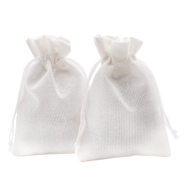 SumDirect White Burlap Gift Bags - 20P 3.7×5.5 inches Linen