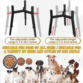 Briwooody 2 Pack Adjustable Dog Bowl Stand Fits 7-10.6" Bowl Elevated Dog Food and Water Bowl Stand Tall Dog Bowls Holder for Food Feeder for Large Medium and Small Dogs(Adjustable Height)