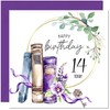14th Birthday Card for women Floral Watercolour Book Beautiful Birthday