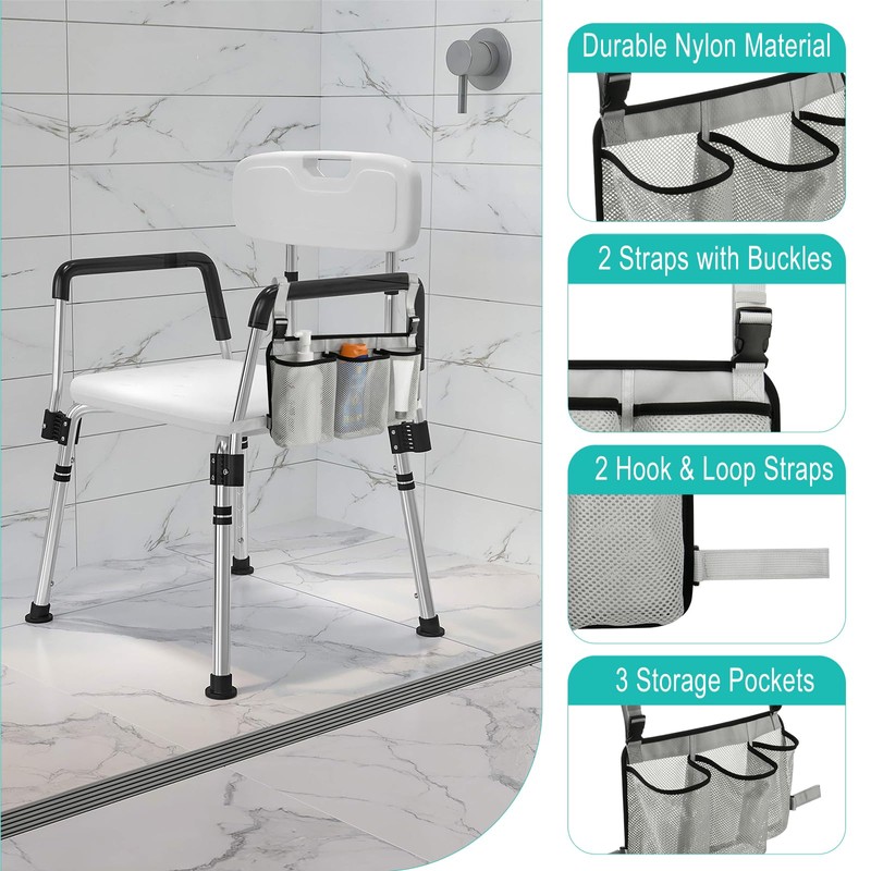 Beautyflier Removable Hanging Bag for Shower Chair, Commode Chair Side