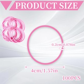 100 PCS Elastic Hair Bands, 2mm Thin Hair Bobbles Seamless Ponytail Holders for Fine Hair, Strong Small Bulk Hair Ties No Metal Gentle Elastics No Damage Snag Free for Women Girls Kids (Pink)