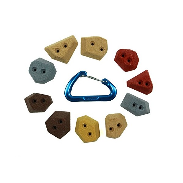 Atomik Rock Climbing Holds Set of 10 Small Angled Footholds in Assorted Earth Tones