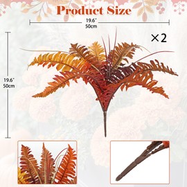 Hollyone Artificial Fall Plants Large Fake Boston Fern Plants Bushes Faux Fall Fern Greenery Shrubs Plant for Indoor Outdoor Home Garden Porch Window Thanksgiving Autumn Wedding Decorations, 2 Pack