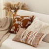 Brown Geometric Pattern Pillow Cover Chenille Striped Cushion Cover Decorative