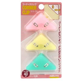 Kokuyo Corner Clip 3 Pack Mouth Width Dimension 52 mm Green Red Yellow Crimson – 75