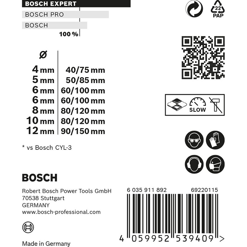 Bosch 7x EXPERT CYL-9 MultiConstruction Drill Bit Set (for Concrete,