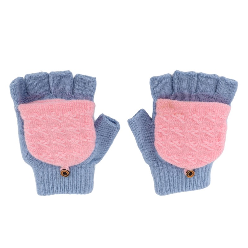 1 Pair Winter Knitted Fingerless Gloves Double Sided Heating USB