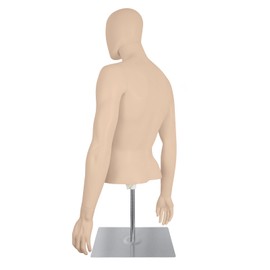 SHAREWIN Male Mannequin with Metal Stand Adjustable Plastic Half Body Display Mannequin Head, for Retail Clothing Shops (Skin)