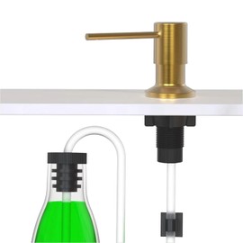 Brushed Gold Soap Dispenser for Kitchen Sink, Built in Soap Dispensers, Stainless Steel Sink Soap Dispenser or Lotion Dispenser Pump with 47" Extension Tube Kit, Upgraded Metal Check Valve