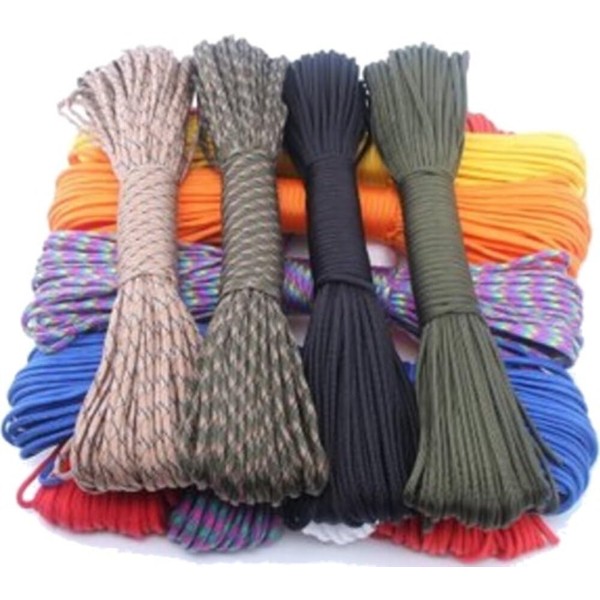 Paracord 0.16 inch (4 mm) 30 m 7 Cores, Stylish, Cute, Colorful, String Tent, Rope, Guy Rope, 45 Colors, Load Capacity: 551.3 lbs (250 kg), For Camping, Outdoors, Pet Collars, Etc (Black)