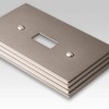 Amerelle Steps Double Toggle/Single Duplex Cast Metal Wallplate in Satin