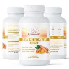 NutriSaver Turmeric w/ BioPerine - 650mg Immune Support Blend Ultimate Defense, Pack of 3