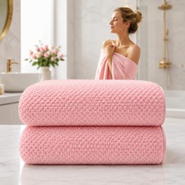 2PCS 70×140cm Toallas de Baño Pile de Coral Alta Densidad Suave y Absorbente Duradera Sin Pelos Perdidos Toalla de Mano para Baño Toallas para Manos Baño Ideal para Bañ Gimnasio Viaje Mascotas (Rosa)