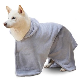 アイリスオーヤマ ペット用バスローブ ペットタオル 犬 服 猫 服 Lサイズ PRB-LGR グレー