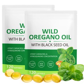 WHLH & WELL-BEING Oil of Oregano with Black Seed Oil Softgels, Oregano Oil Capsules, Non-GMO, Gluten Free, 240