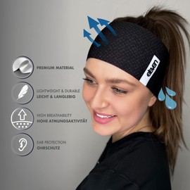 Eleven Sportswear HB Dolomiti Retro Sports Headbands for Running, Cycling, Hiking, Fitness, Yoga, Crossfit, Crossfit, Cross Skiing and Outdoors, Women, Men and Children (Screen Black)