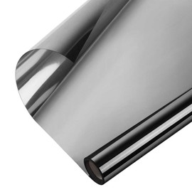 Window Heat Control Film Anti-UV One Way Mirror Film Privacy Static Glass Films Non-Adhesive Window Tint for Home and Office, 35.4 inch x 8.2 Feet (Black-Silver)