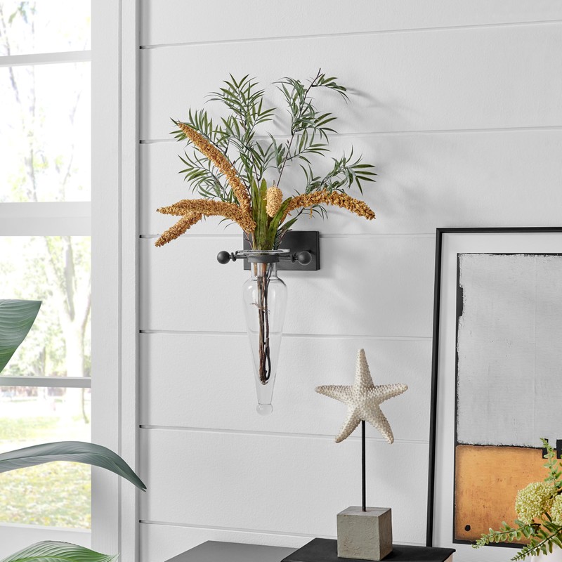 Danya B Decorative Wall Mount Amphora Glass Flower Vase on