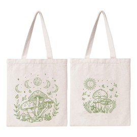 MOSITU Vintage Mushroom Tote Bag Aesthetics Canvas Bag Cotton Canvas Tote Bag for Women Gift Reusable Grocery Bag Shopping Beach Shoulder Bag Travel Bag