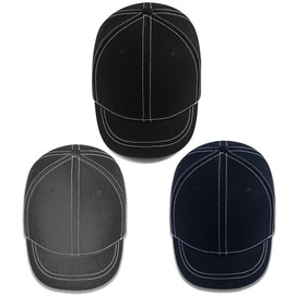 Laquest Short Brim Stitched Short Brim Cap, Large Size, Maximum 25.6 inches (65 cm), Men's/Women's, Black, 2XL