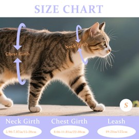 MOTIBACK Escape Proof Cat Harness and Lead Set - Adjustable Kitten Harness with 125cm Leash, Soft Rainbow Gradient Purple Pink Harness for Outdoor Walking