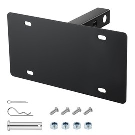 Trailer Hitch License Plate Holder: Mineye Compatible 2” Hitch Receivers, Heavy-Duty Universal License Plate Holder Bracket, No-Drilling Required, Universal Fit for Trucks/SUV/RV