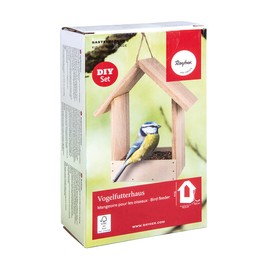 Rayher 70052505 Bird Feeder Kit, Wood, FSC Certified, 19.5 x 9.8 x 25 cm, Small Bird House for Painting, Feeding House