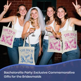 DEPOVTE 8 Pack Bridesmaid Tote Bags & Bachelorette Tote Bags - Reusable Canvas Bridesmaid Bachelorette Gift Bags for Wedding Day, Bridal Shower Bachelorette Party