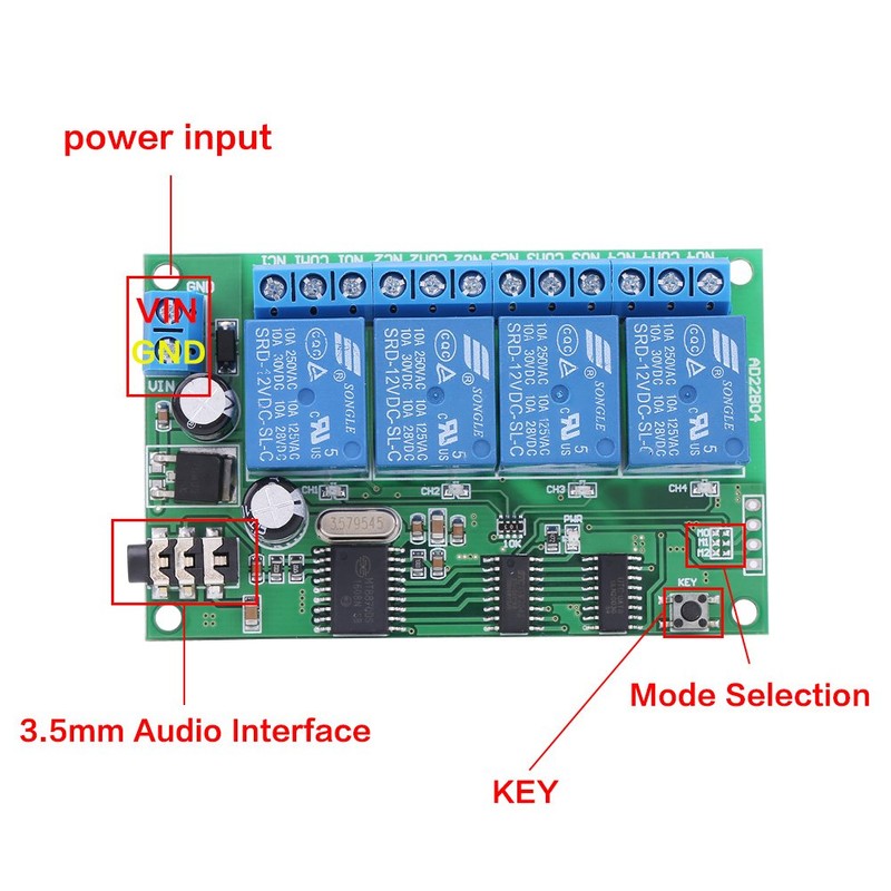 Decoder Relay Module AD22B04 12V 4 Channel DTMF Tone Phone