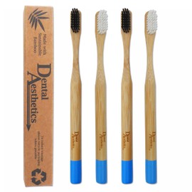 4 x Adult Bamboo Toothbrushes - Hard Bristles Eco-Friendly Biodegradable