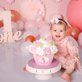 PandaEar Birthday Hair Bow for Baby Girls 1 2 3 4 5 6 Years Pink Sprinkle Decorations Confetti Hair Accessories for Birthday Party, Photoshoot Pink-2